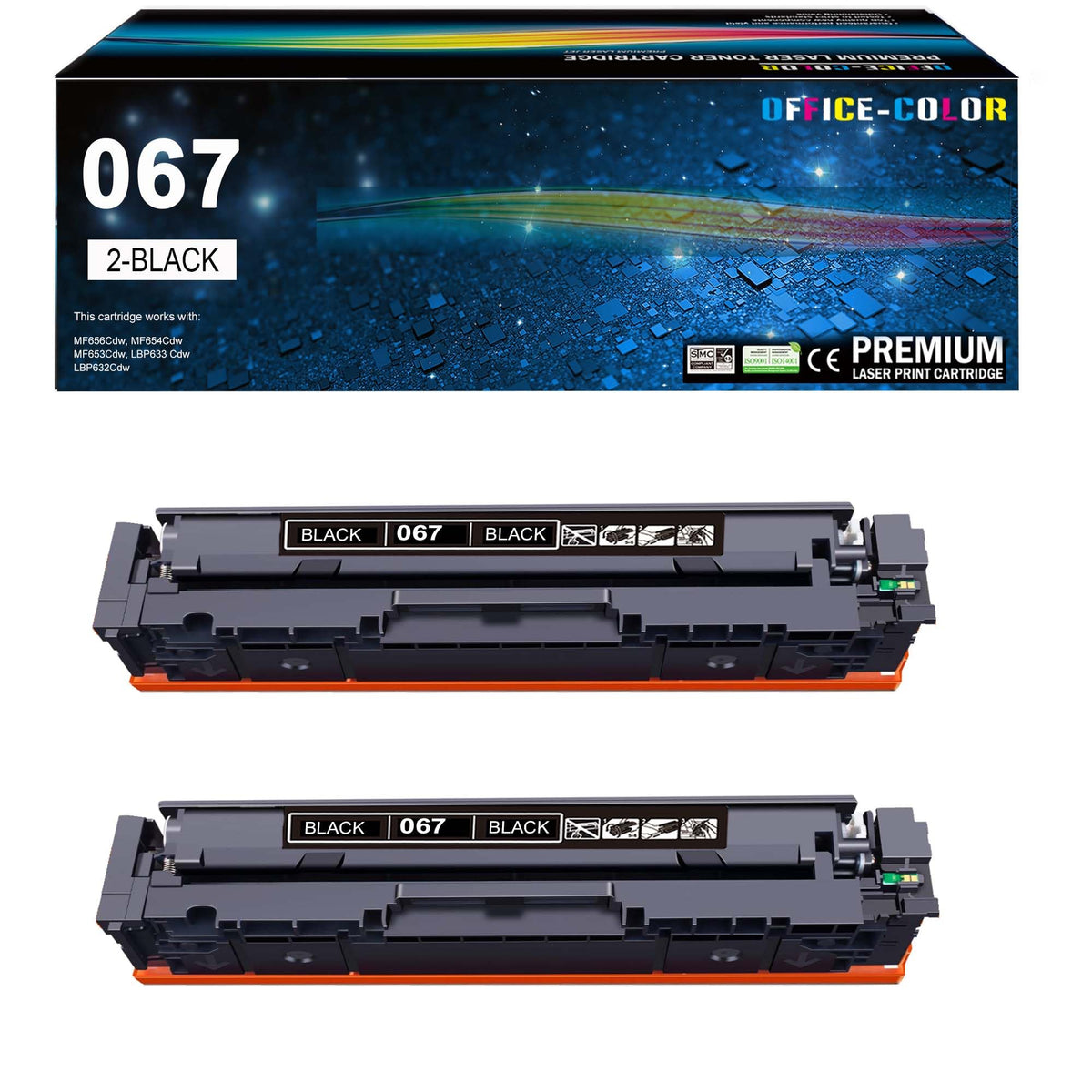 067 Black Toner Cartridge Replacement for Canon 067 067H CRG-067 to use with Canon Color ImageCLASS LBP632Cdw MF656CDW MF650c MF652Cw MF654CDW MF653Cdw MF651CW LBP631CW LBP633CDW Printer ink (2 Pack )