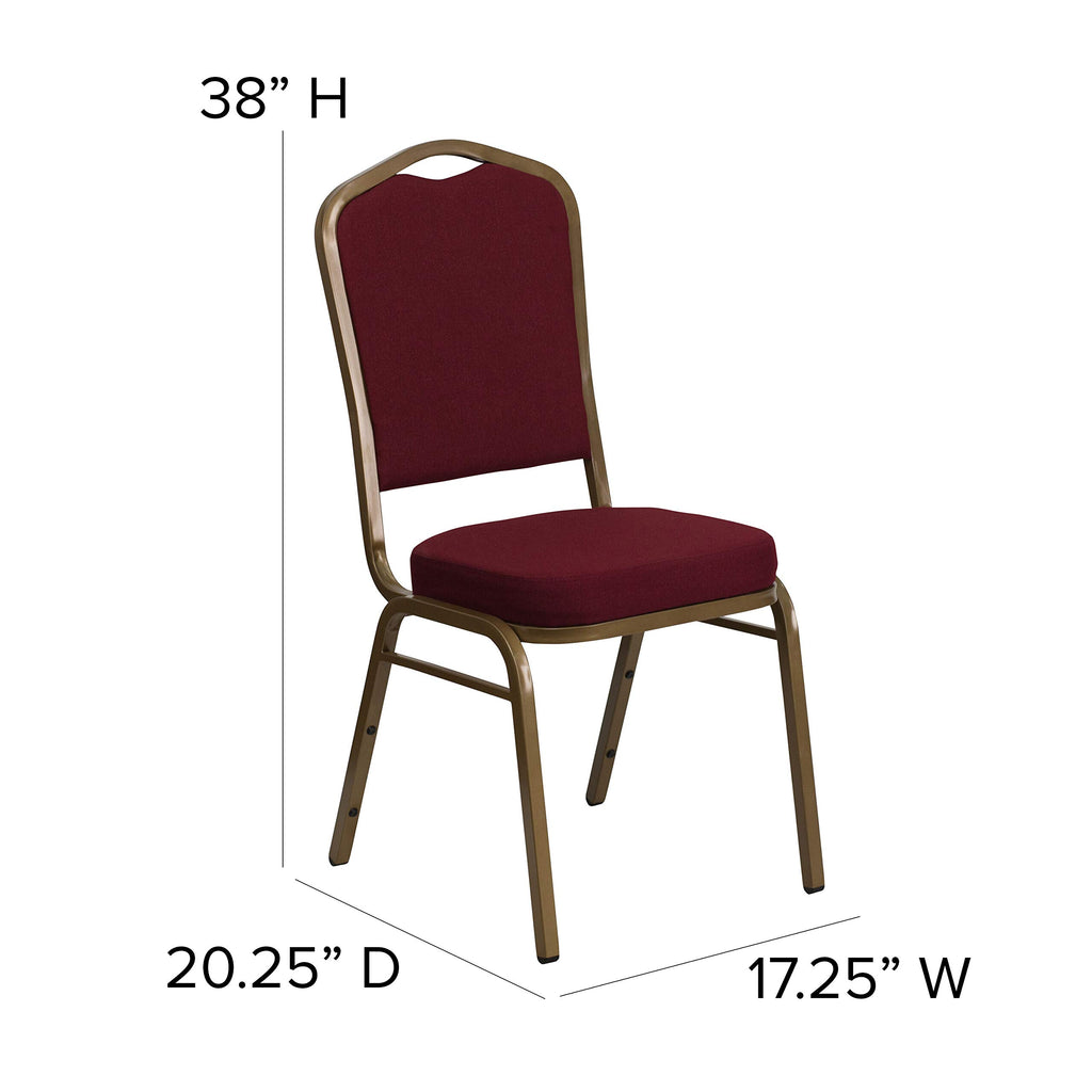 Flash Furniture Hercules Crown Back Stackable Banquet Chair, Burgundy, Set of 1, Burgundy Fabric/gold Frame