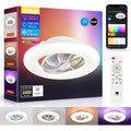 Orison 22" 360° Oscillating Ceiling Fan with Light, Rotating Low Profile Flush Mount Ceiling Fan, Smart RGB Ceiling Fans, Alexa&Google Compatible, Dimmable LED, APP/Remote, Modern for Bedroom, White