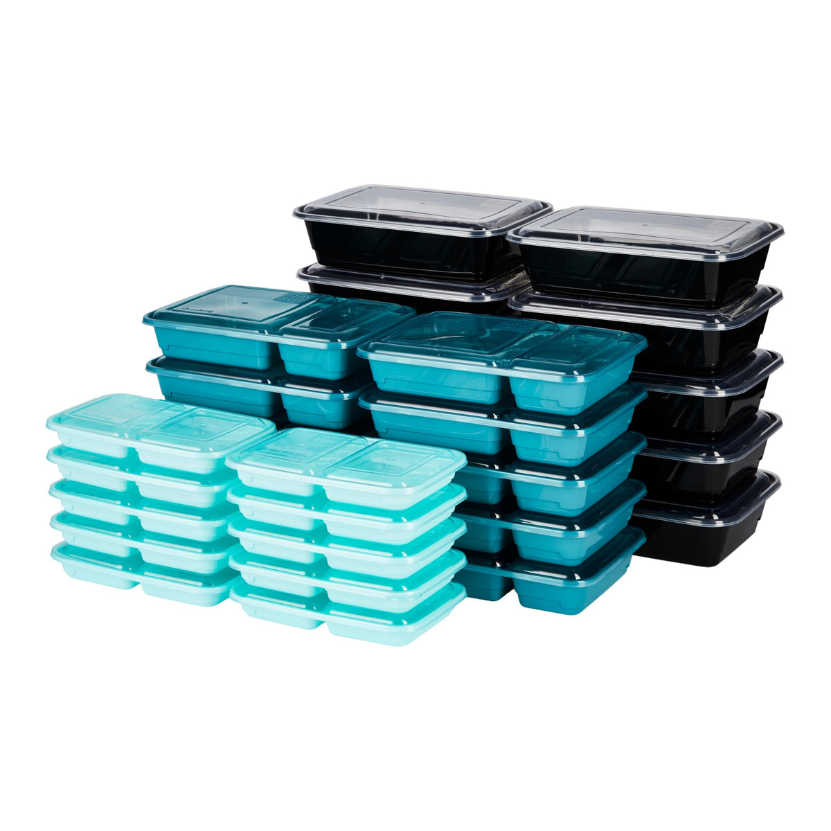 GoodCook Meal & Snack Prep Container Set, Includes Embossed Measurements & Color Coordinated Lids, Made Without BPA, 60-Piece Set