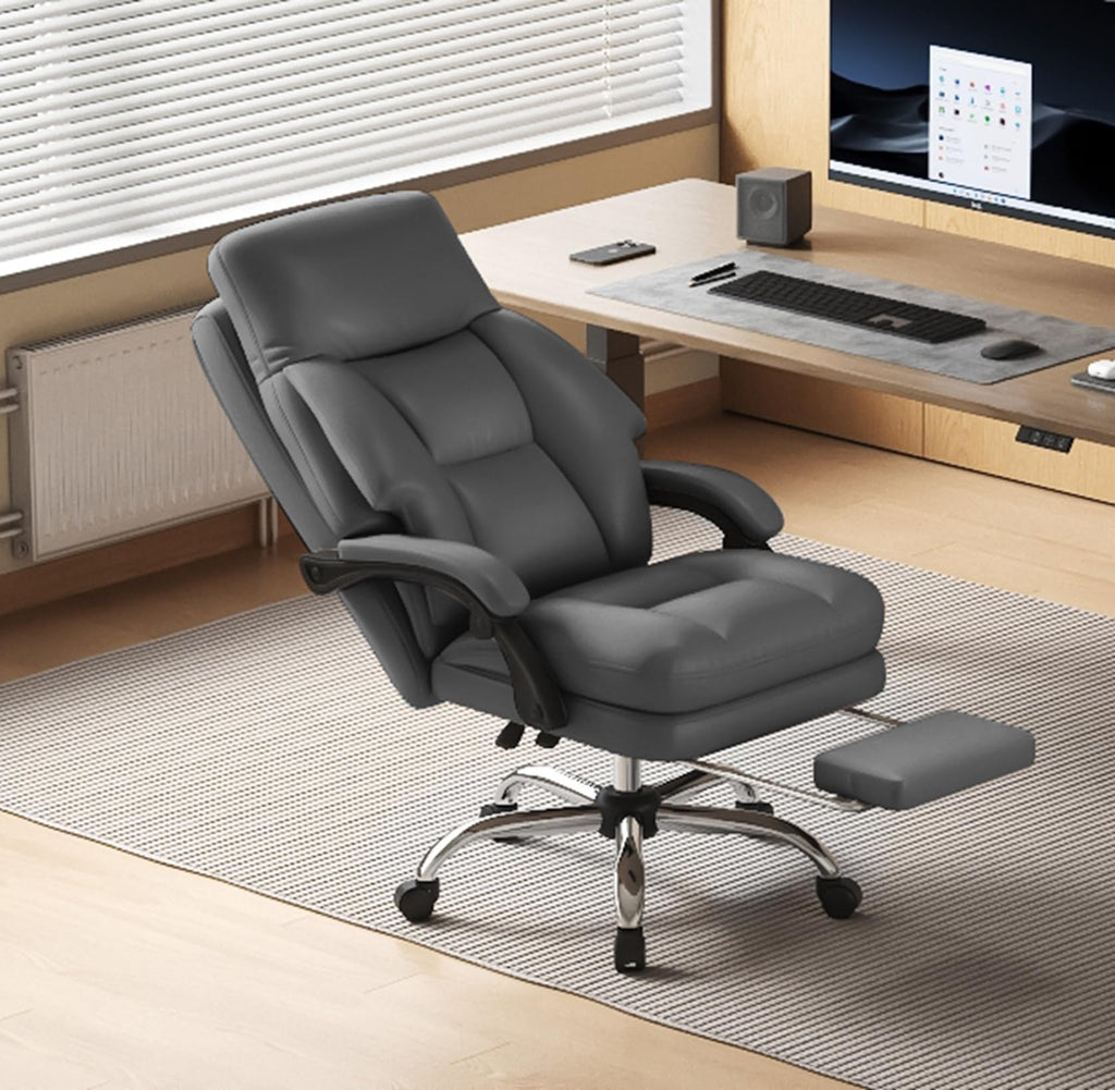 Criss Cross Office Chair, Flip Armrests for Pets & Cross Sitting Footrest, 26.5' x 28.7'' x 45.28''(L x W x H), Grey