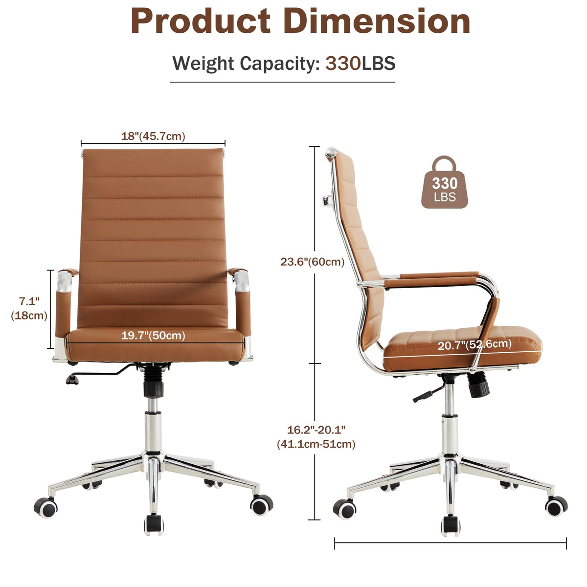 Okeysen Ergonomic Office Desk Chair, Modern Pu Leather Conference Room Chairs Ribbed, High Back Executive Swivel Rolling Chair for Home, Office