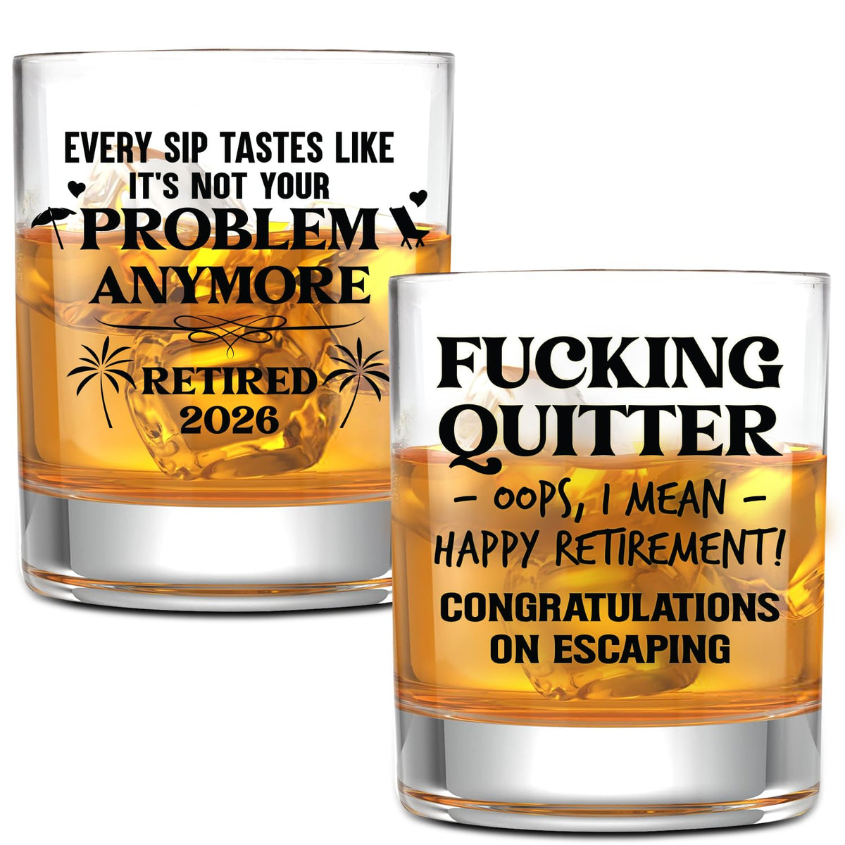 NewEleven Funny Retirement Gifts for Men 2026 - Quitter Retired Gift for Man, Goodbye, Farewell Gifts For Coworkers, Friends - Retirement Gift For Men From Friend, Family, Colleague - Whiskey Glass