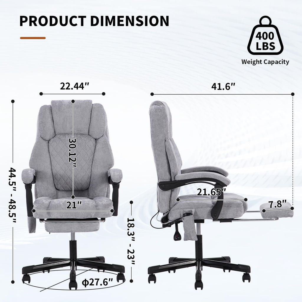 Massage Office Chair with Foot Rest,high Back & Heat 6 Vibration Points, Executive Desk Chair,big and Tall Office Chair 400lbs, Comfortable