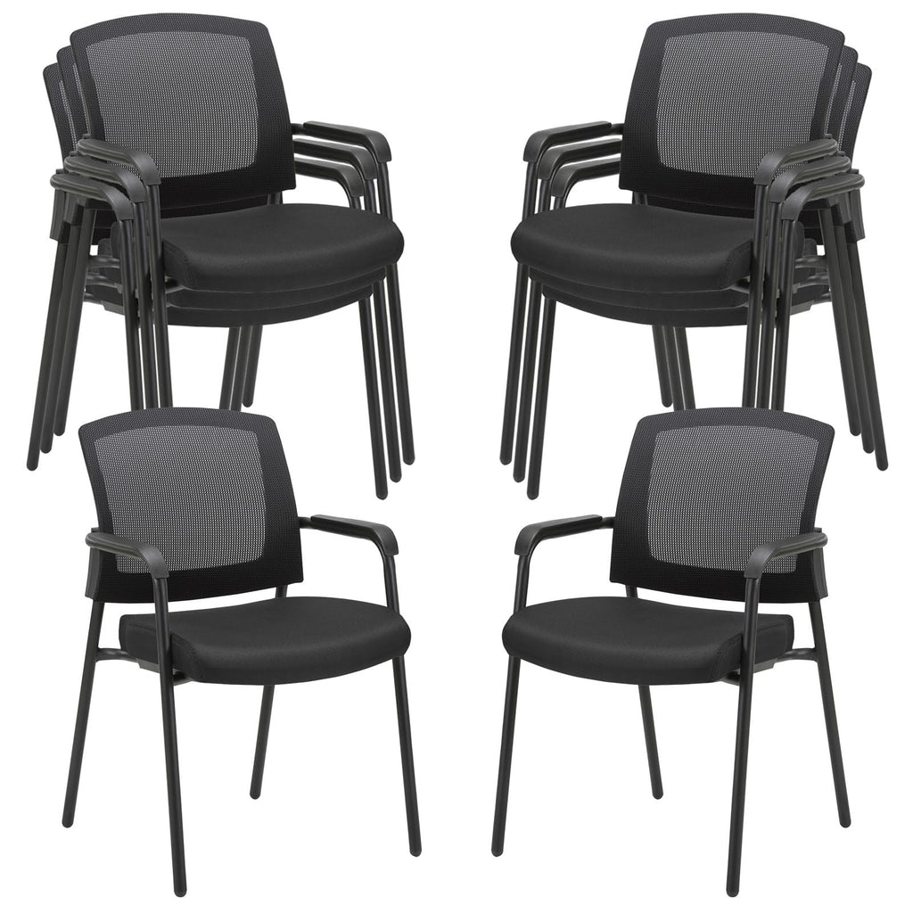 Clatina Black Stacking Chairs Stackable Waiting Room Chairs with Armrest, Mesh Office Reception Guest Chair for Home Desk Conference Lobby