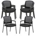 Clatina Black Stacking Chairs Stackable Waiting Room Chairs with Armrest, Mesh Office Reception Guest Chair for Home Desk Conference Lobby