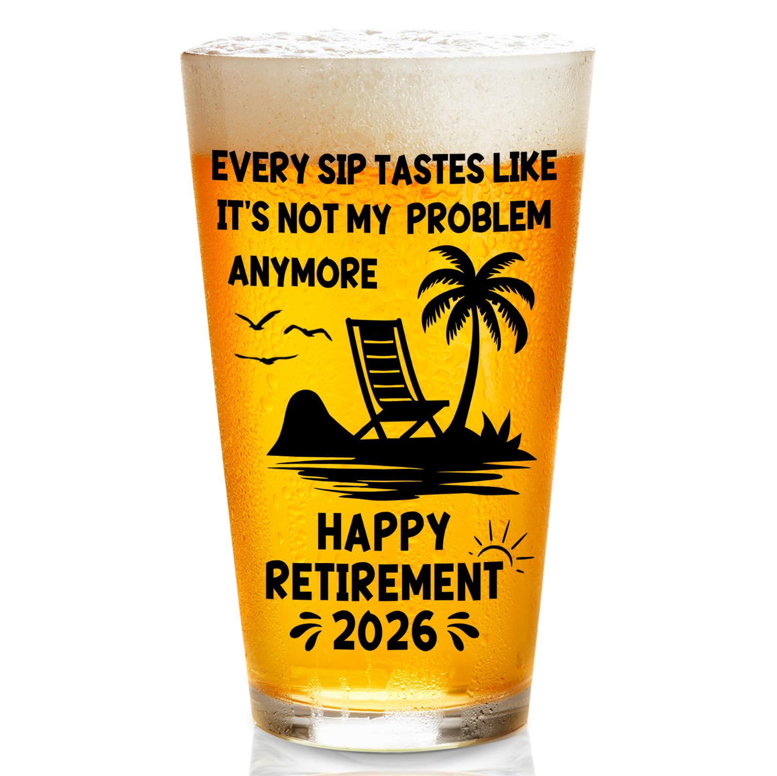 Zunaked Retirement Gifts for Men 2026 - Premium Beer Glass Retired Gifts for Dad, Mom, Grandpa or Husband - Best Retirement Gift for Coworker, Boss, Friend - 16 OZ Beer Glass