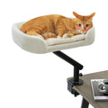 PAWZ Road Cat Desk Bed for Indoor Cats, Cat Bed for Desk Supports Up to 50 lbs, 360° Rotation & Adjustable, Nest Desktop Attachment Cats Hammock for Table, White