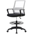 Paylesshere | Drafting Chair | White | Tall Office Chair with Adjustable Seat Height & Footrest, Ergonomic Mesh Back, Lumbar Support, 360