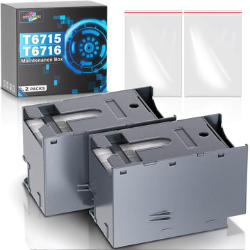 T6715 T6716 Ink Maintenance Box Compatible Replacement for Epson Workforce Pro WF-4730 WF-4740 WF-4720 WF-4734 WF-4830 WF-4820 WF-3820 EC-4020 EC-4030 WF-4833 Printers, 6715 Maintenance Box (2 Packs)