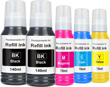 EaseFusion Replacement for Epson 502 Ink Refill Bottles Work with ET-2850 ET-3850 ET-4850 ET-15000 ET 2850 ET 3850 ET15000 ET4850 ET-2760 ET-3830 ET3843 ET-3760 ET2750 ET4750 3750 (5Packs-2BK,CMY)