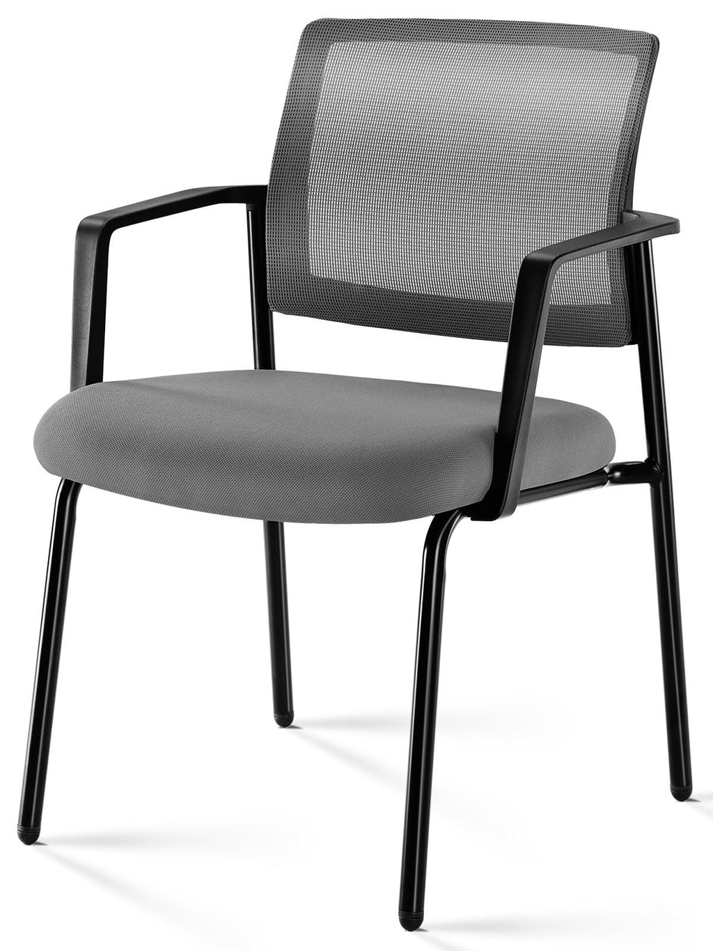 Mesh Back Stacking Arm Chairs, Office Reception Guest Chair with Upholstered Fabric Seat and Ergonomic Lumber Support, Sturdy Metal Office