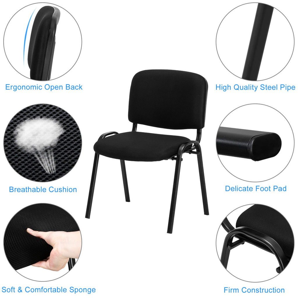 Vingli Dark Green Stackable Conference & Guest Chairs - 5 Pack, Space-saving for Meeting, Office Lobby, 5-pack, Pu-dark Green