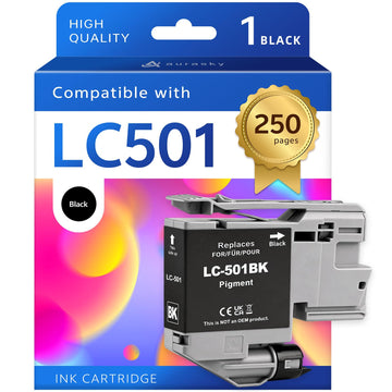 LC501 Black Ink Cartridge Replacement for Brother LC501BK Standard Yield Compatible with MFC-J1260DW J1360DW J1410DW All-in-One Printer (1-Pack)
