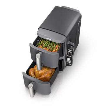 Ninja DoubleStack XL 2-Basket Air Fryer, Smart Cook System, DoubleStack Technology Cooks 4 Foods at Once, 10 QT, 6-in-1, Air Fry, Broil, Bake, Easy Meals, Easy Clean,Grey, SL401 (Renewed)