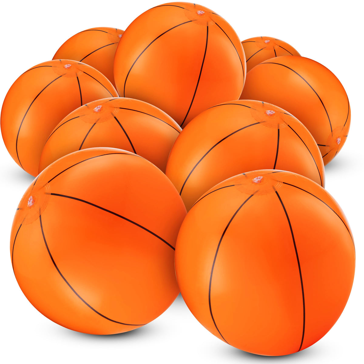 Inflatable Basketballs (Pack of 12) 16-inch Beach Balls for Pool Beach Toys & Basketball Party Favors for Kids Sports Themed Birthday Party Decorations, Outdoor Backyard Summer Pool Games Supplies