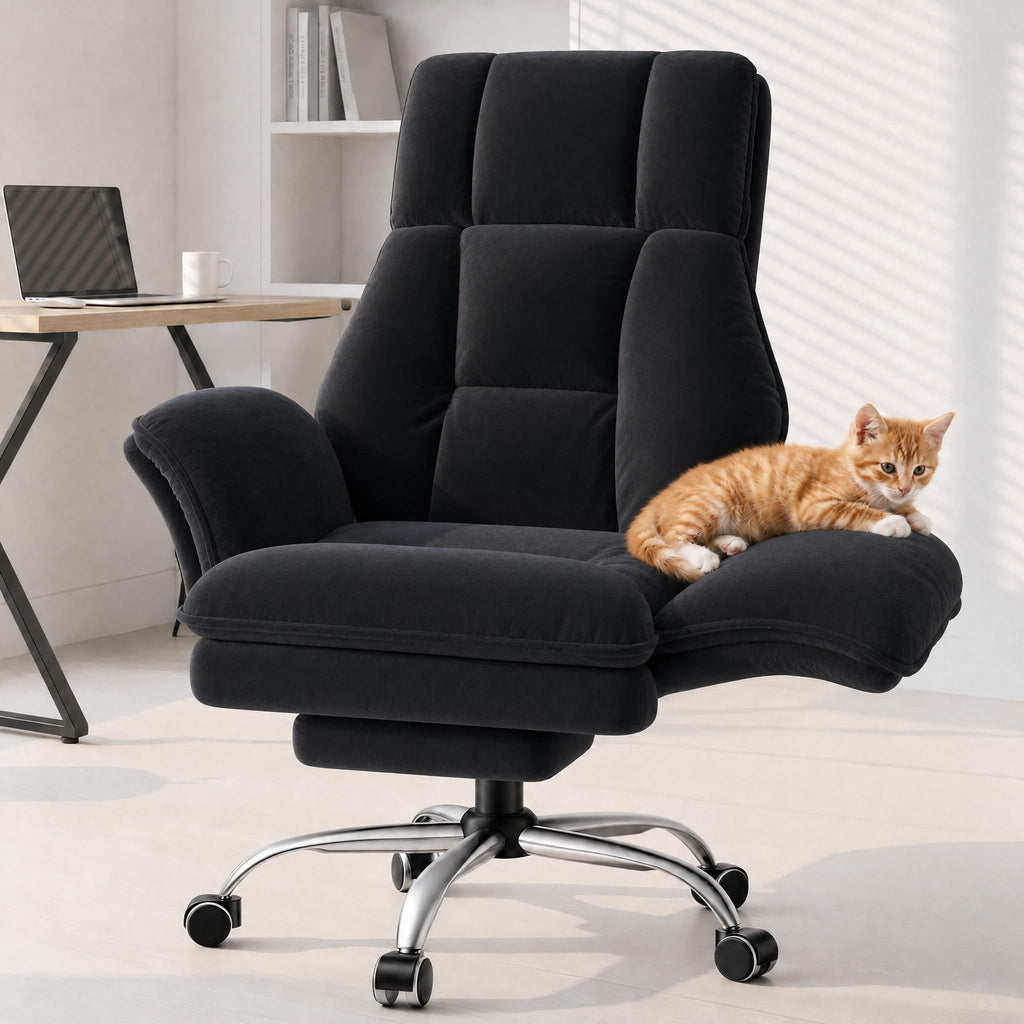Homigropa Big and Tall Office Chair with Foot Rest & Flip Armrests, Light Grey