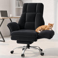 Homigropa Big and Tall Office Chair with Foot Rest & Flip Armrests, 26.8"D x 34"W x 48.3"H, Black
