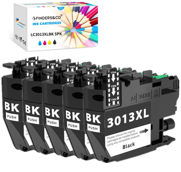 LC3013BK Black Ink Cartridge Replacement for Brother LC3013 XL Black Ink to Work with Brother MFC-J491DW MFC-J497DW MFC-J690DW MFC-J895DW Printer, 5 Pack