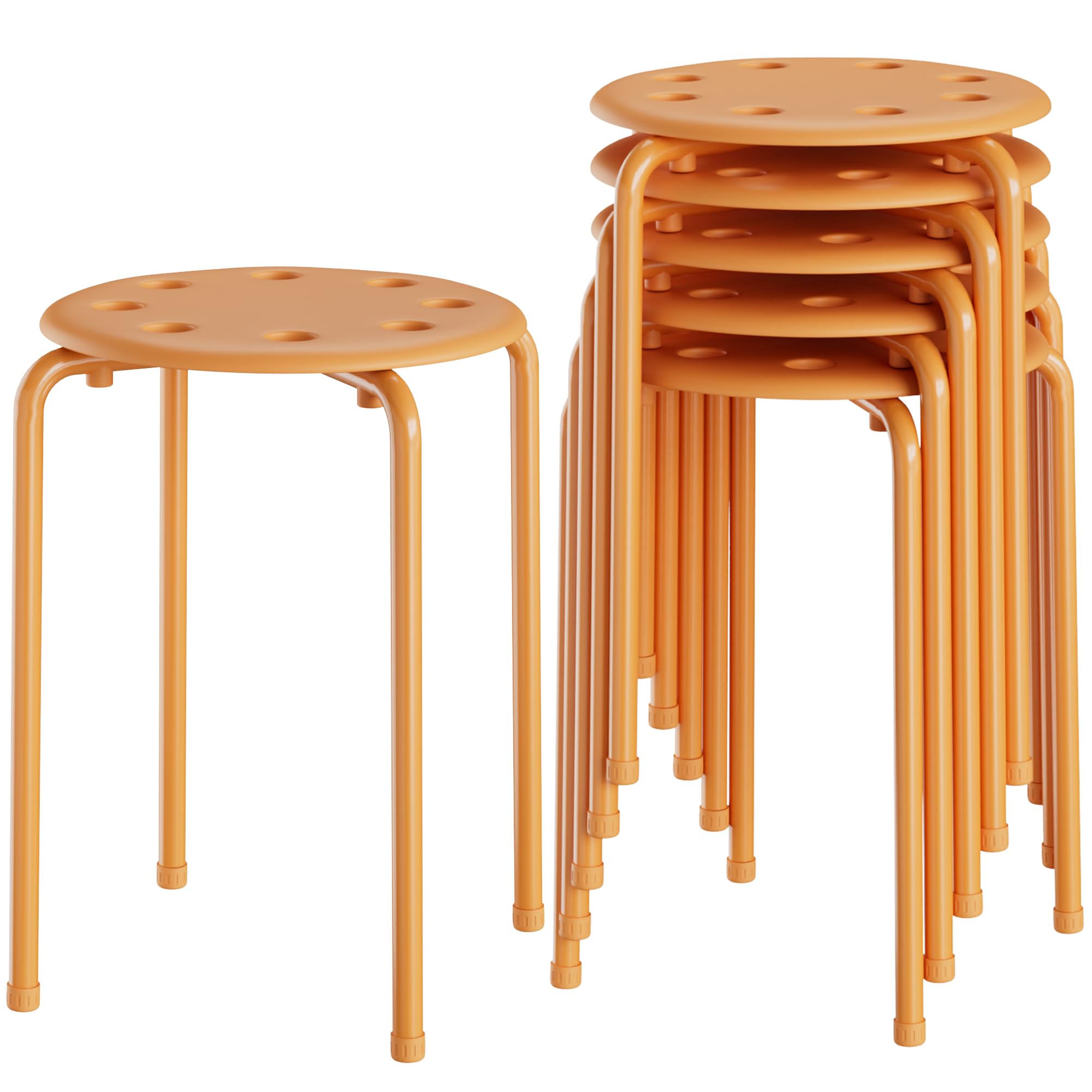 Vecelo 6-piece Stacking Stools, 17.7 Inch Standard Height, Portable Stackable Colorful Decoration Stools for School Classroom and Office Use,