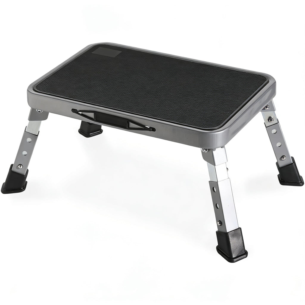 Double Elite 3 Levels Adjustable Folding Step Stools for Adults, Sturdy Metal Rv Step, Safer Foldable Small Kitchen Stepping Stool Seniors Bed,