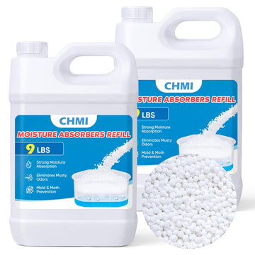 CHMI Moisture Absorber Refill Beads (18 LBS) – Universal Calcium Chloride Refills for Dehumidifier Buckets – High-Capacity Odor Eliminator for Basements, Closets, RVs & Laundry Rooms – Fragrance Free.