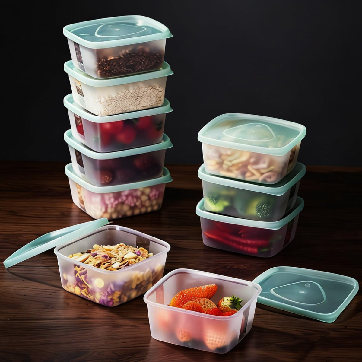 20 PCS Food Storage Containers with Lids - Reusable Meal Prep Containers Bpa-Free Freezer Lunch Boxes for Leftovers, Snack, Fruits, Salad - 10Sets | 20 fl oz | 2.5 Cups