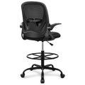 Primy Drafting Chair Tall Office Chair with Flip-up Armrests Executive Ergonomic Computer Standing Desk Chair with Lumbar Support and