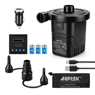 AGPTEK Rechargeable Air Pump,4000mAh Quick-Fill Inflator Deflator,3 Nozzles