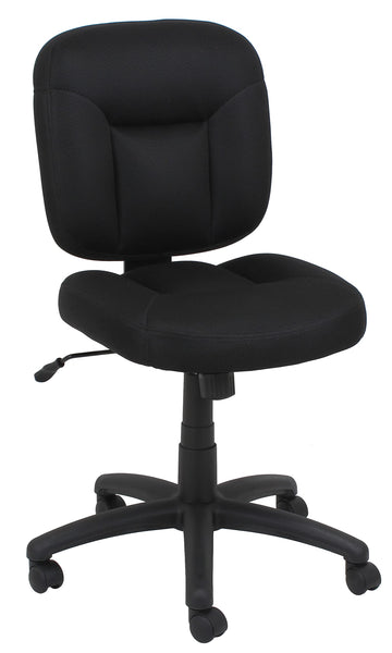 Amazon Basics Low-Back Armless Office Desk Chair with Back Support, Adjustable Height, 360 Degree Swivel, Fabric Upholstery, Rolling Wheels, Black