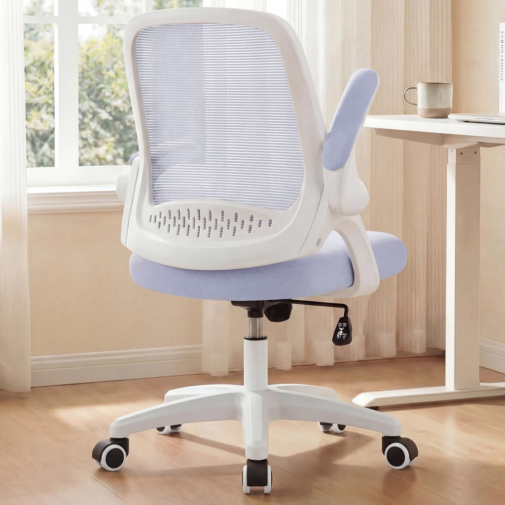 Neo Chair Office Desk Chair, Ergonomic Mesh with Flip-up Armrests, Purple, 23.5 inches x 24.4 inches x 40 inches