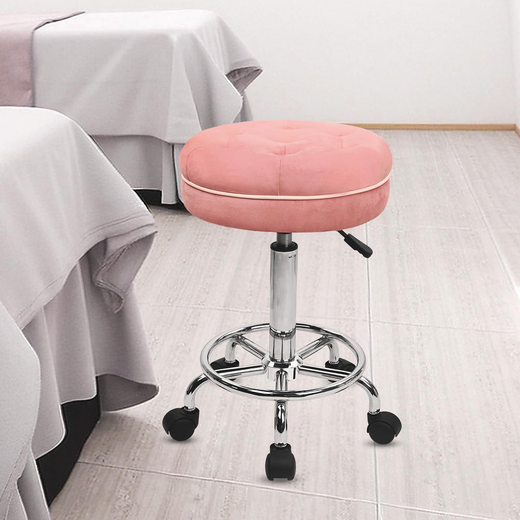 Klasika Velet Rolling Bar Stool with Wheels, Tall Drafting Stool with Adjustable Height and Footrest, Multi-purpose Office Desk Chair for Home