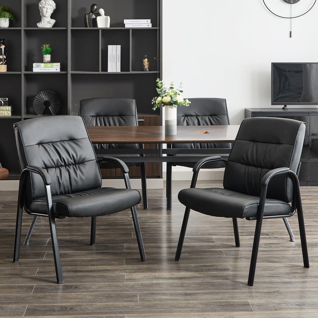 Boiskom Big&wide Office Guest Reception Chair, Conference Room Chairs Waiting Room Chairs, Modern Leather Office Desk Chair No Wheels(brown)