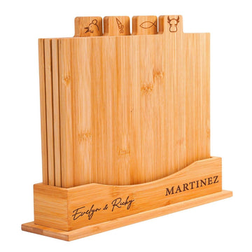 4-Piece Custom Wooden Chopping Boards for Kitchen, Wedding Gift for Couple 2026, Personalized Cutting Board Set with Holder, Gifts for Anniversary, Christmas, Housewarming, New Home, Engagement