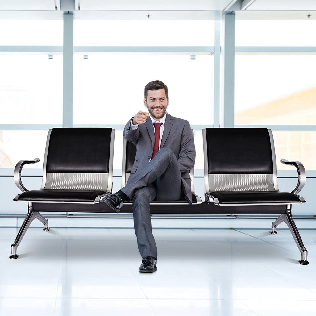 Kinfant Waiting Room Reception Chairs - Waiting Room Bench with Arms Airport Reception Bench Guest Reception Chairs Lobby Bench Waiting Area