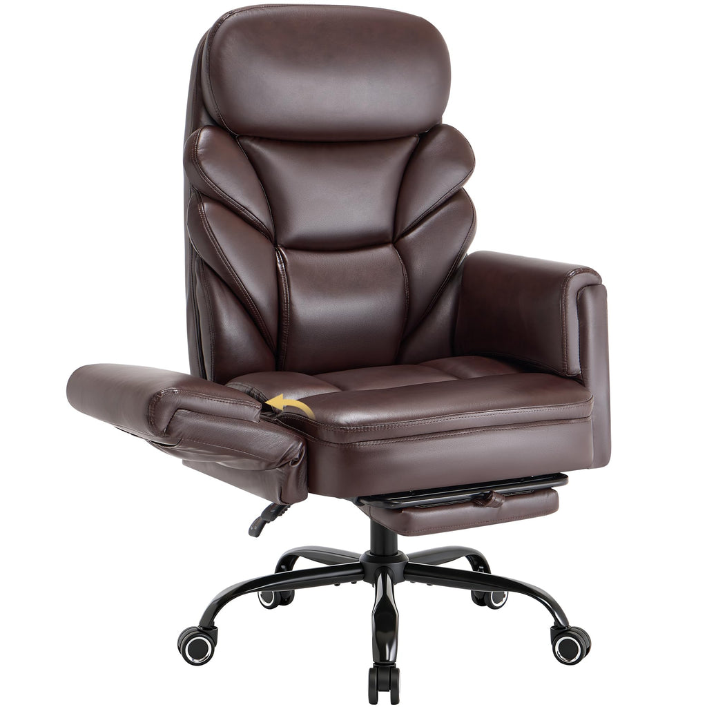 Big and Tall Office Chair, Reclining High Back Criss Cross Desk Chair, Oversized, Brown