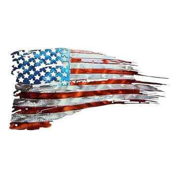 Patriotic Tattered & Torn American Flag Metal Wall Art