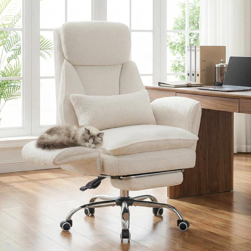 Furniliving Criss Cross Office Chair with Armrests & Wheels, Big and Tall Office Chair with Footrest, Flip Armrests for Pets, Wide Seat Cross
