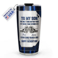 Wrappiness To My Son Tumbler 20oz - Personalized Fathers Day Coffee Cup Gifts for Son from Dad, The Only Thing Better Than Being Your Father Is Watching You Be A Dad Custom Travel Cup