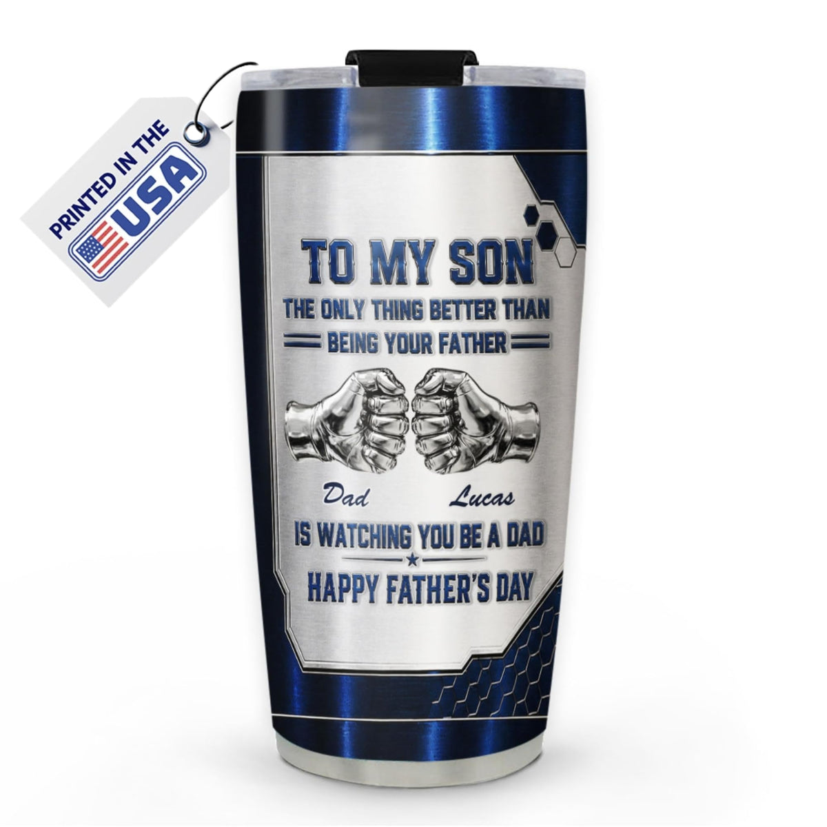 Wrappiness To My Son Tumbler 20oz - Personalized Fathers Day Coffee Cup Gifts for Son from Dad, The Only Thing Better Than Being Your Father Is Watching You Be A Dad Custom Travel Cup