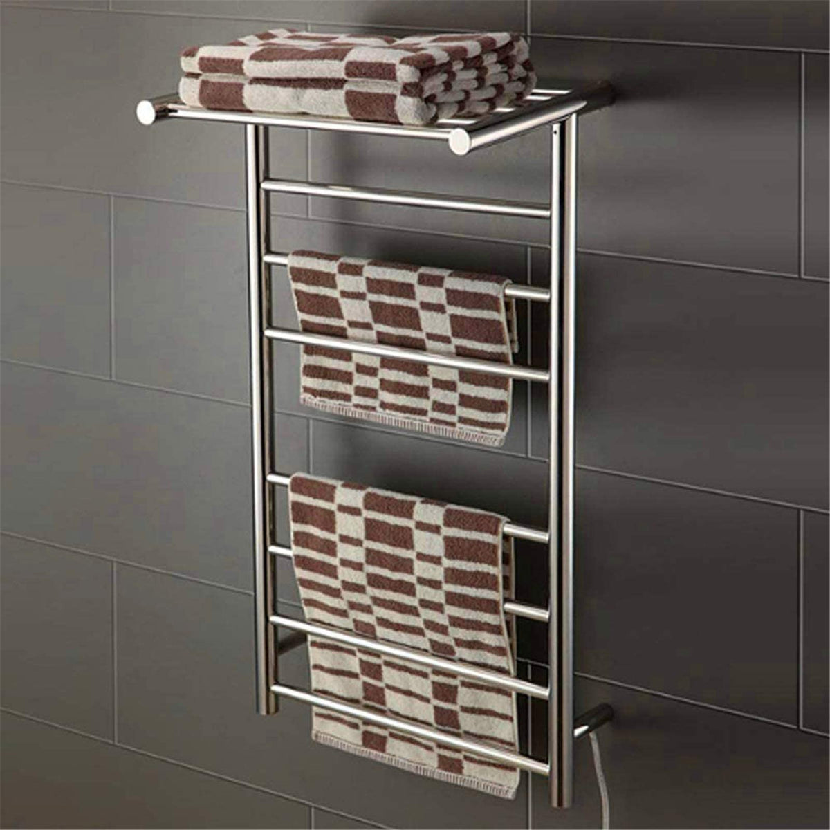 Heated Towel Rail Rails Towel Warmer Stainless Steel Towel Heater 2-in-1 in-Line Bath Towel Heater Electric Heating Drying Rack Bathroom Rack