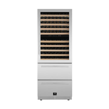 Forno Celano 30" Dual Zone Wine Cellar & Beverage Cooler - Holds Up to 150 wine and 261 Soda Can Bottles - Refrigerator with Stainless Reversible Door - Touch Control with High Efficiency Compressor