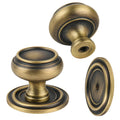 2 Pack Matt Bronze Solid Brass Kitchen Cabinet Knobs,Drawer Pulls, 1.18 Inch 30mm Diameter, Modern Furniture Handles for Cupboard Wardrobe(Antique)