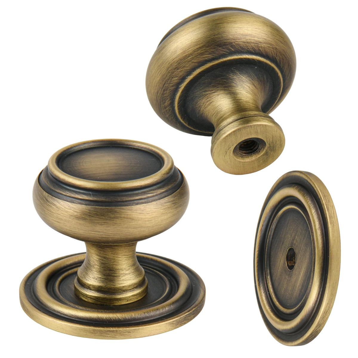 2 Pack Matt Bronze Solid Brass Kitchen Cabinet Knobs,Drawer Pulls, 1.18 Inch 30mm Diameter, Modern Furniture Handles for Cupboard Wardrobe(Antique)