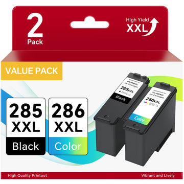 PG-285XXL CL-286XXL Combo Pack Ink Cartridges Compatible for Canon PG-285 CL-286 PG285 XXL CL286 XXL, Printer Ink for Canon 285 286 Ink Work with Pixma TR7820 TS7720 TS7722 (Black & Color)