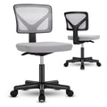 Dumos Armless Desk Chairs, 2 Pack, Small Home Office Mesh Chairs, Set of 2, Light Grey