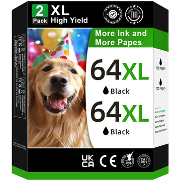 OEGGOINK 64XL Ink Cartridges Black Compatible for HP 64XL Black Ink Cartridge Compatible for HP 64 Ink Fit for Envy Photo 7855 7858 7800 7155 7120 6252 7158 7100 7164 Inspire 7955e 7950e Tango Printer