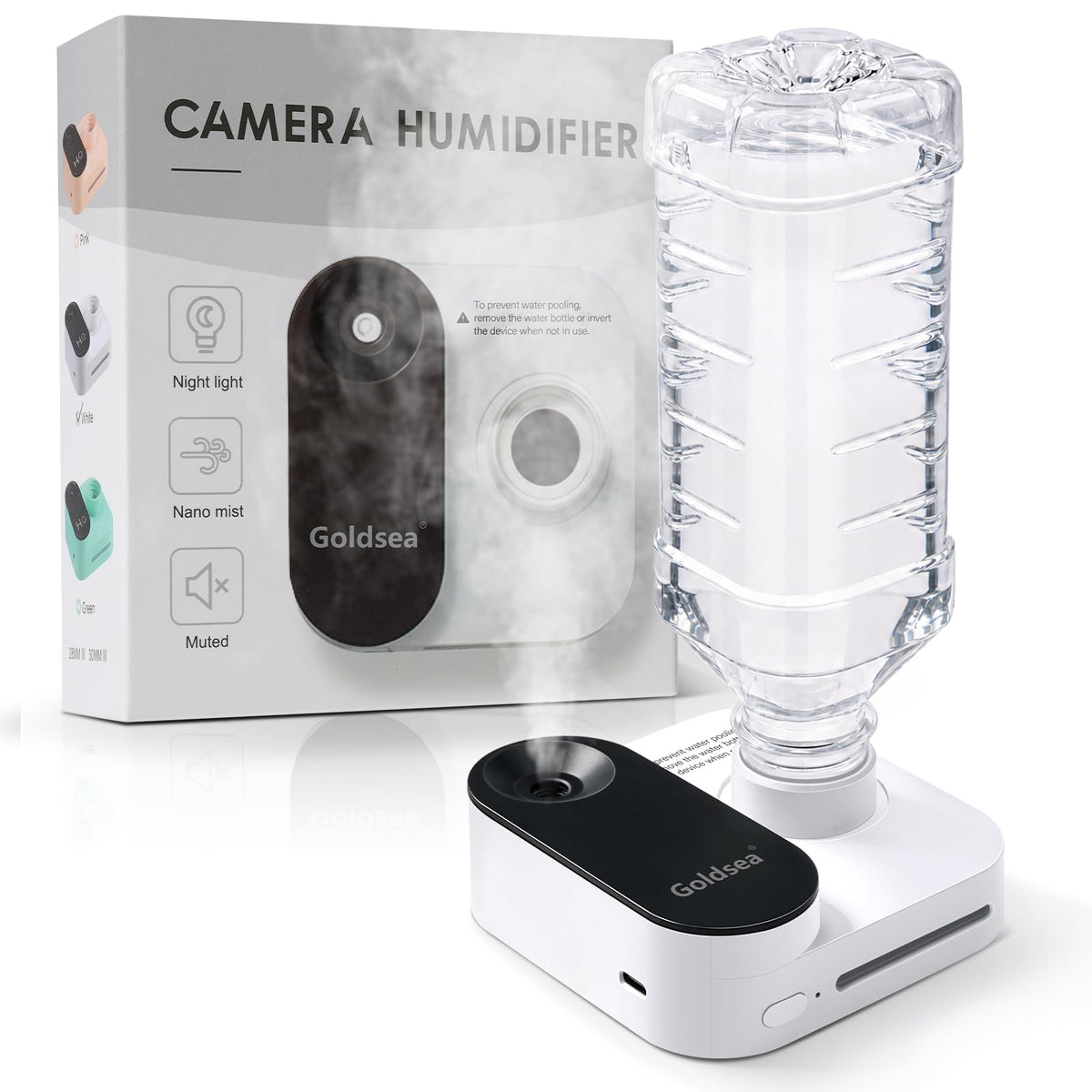 Portable Mini Humidifier for Travel, 5000mAh Rechargeable Cordless Humidifier (8H), Tankless Water Bottle Desk Humidifier, 23dB Quiet Small Personal Humidifier with Auto Shut-Off (12x11x4cm)