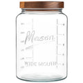Extra Large Mason Jar - 1 Gallon Glass Wide Mouth Jar with Airtight Wooden Lid, Food Storage Container with Measurement Markings For Kitchen Pantry, Pickling, Cookies, Flour & Sugar