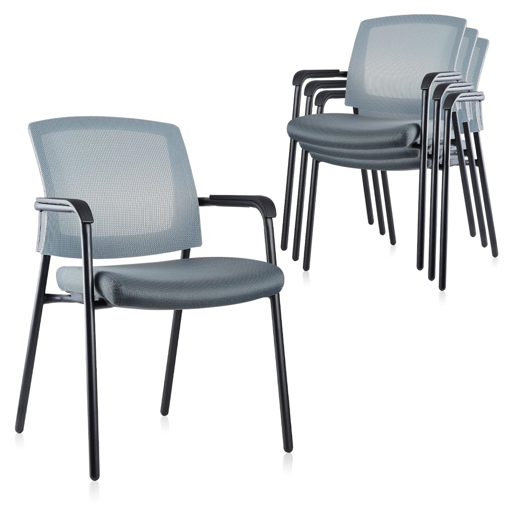 Clatina Office Reception Guest Chair Mesh Back Stacking with Ergonomic Lumbar Support and Thickened Seat Cushion for Waiting Conference Room
